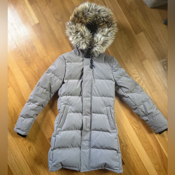 Aritzia Taupe Puffer Coat with Faux Fur Trim XS - Picture 1 of 9